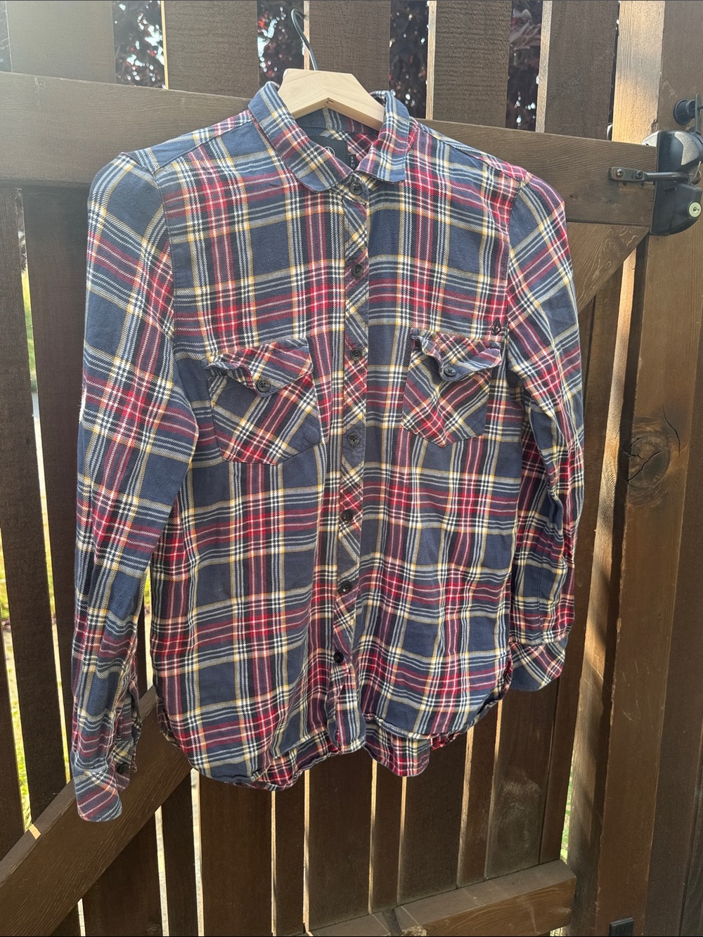 Volcom Navy, Red and Yellow Plaid Button-Up Shirt